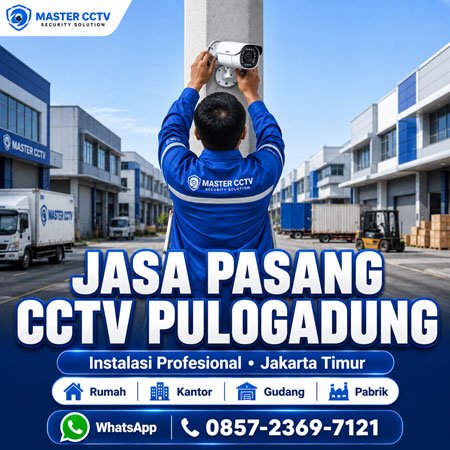 Teknisi Master CCTV melakukan pemasangan CCTV profesional di kawasan Pulogadung Jakarta Timur untuk rumah, kantor, gudang, toko, dan pabrik.