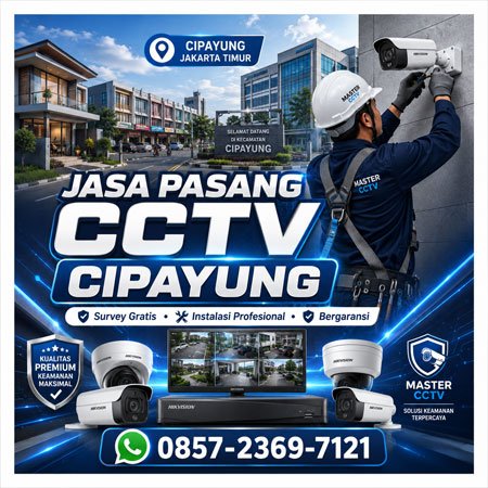 Jasa Pasang CCTV Cipayung Jakarta Timur oleh Master CCTV dengan layanan instalasi profesional, survey gratis, dan garansi pemasangan untuk rumah, kantor, ruko, gudang, serta tempat usaha.