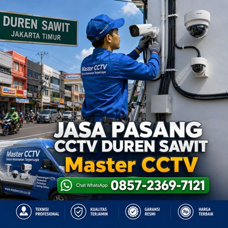 Jasa Pasang CCTV Duren Sawit Jakarta Timur oleh Master CCTV dengan teknisi profesional dan instalasi rapi.