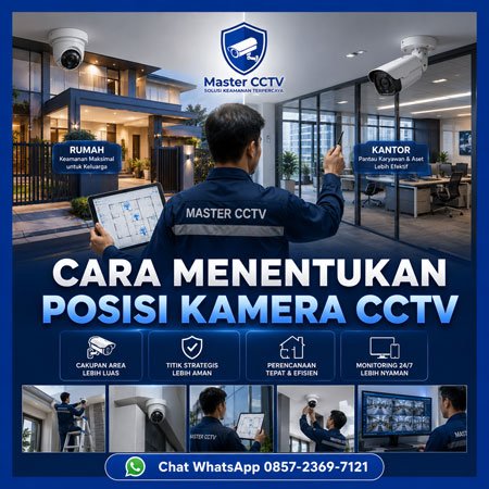 Teknisi Master CCTV menentukan posisi pemasangan kamera CCTV yang tepat untuk rumah, ruko, kantor, dan gudang di Jakarta Timur.