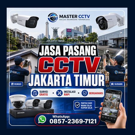 Jasa Pasang CCTV Jakarta Timur oleh Master CCTV dengan teknisi profesional, survei gratis, instalasi rapi untuk rumah, kantor, gudang, ruko, sekolah, dan pabrik.