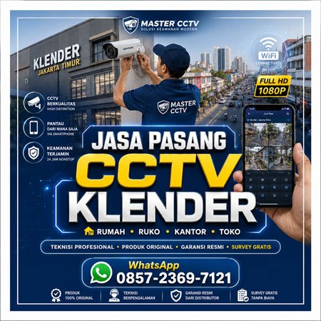 Jasa Pasang CCTV Klender Jakarta Timur untuk rumah, ruko, kantor, toko dan tempat usaha oleh Master CCTV dengan teknisi profesional bergaransi.