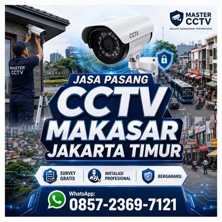 Jasa Pasang CCTV Makasar Jakarta Timur untuk rumah, kantor, ruko, gudang, pabrik dan bisnis dengan teknisi profesional Master CCTV.