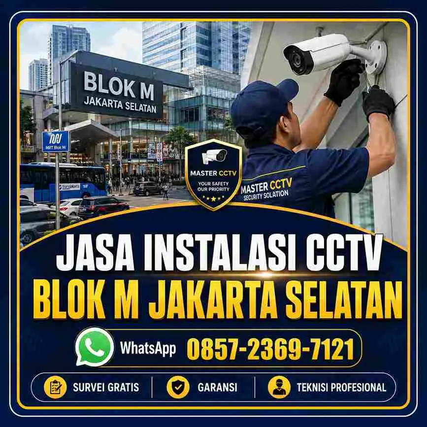Jasa instalasi CCTV Blok M Jakarta Selatan oleh teknisi profesional Master CCTV untuk rumah, ruko, kantor dan area bisnis