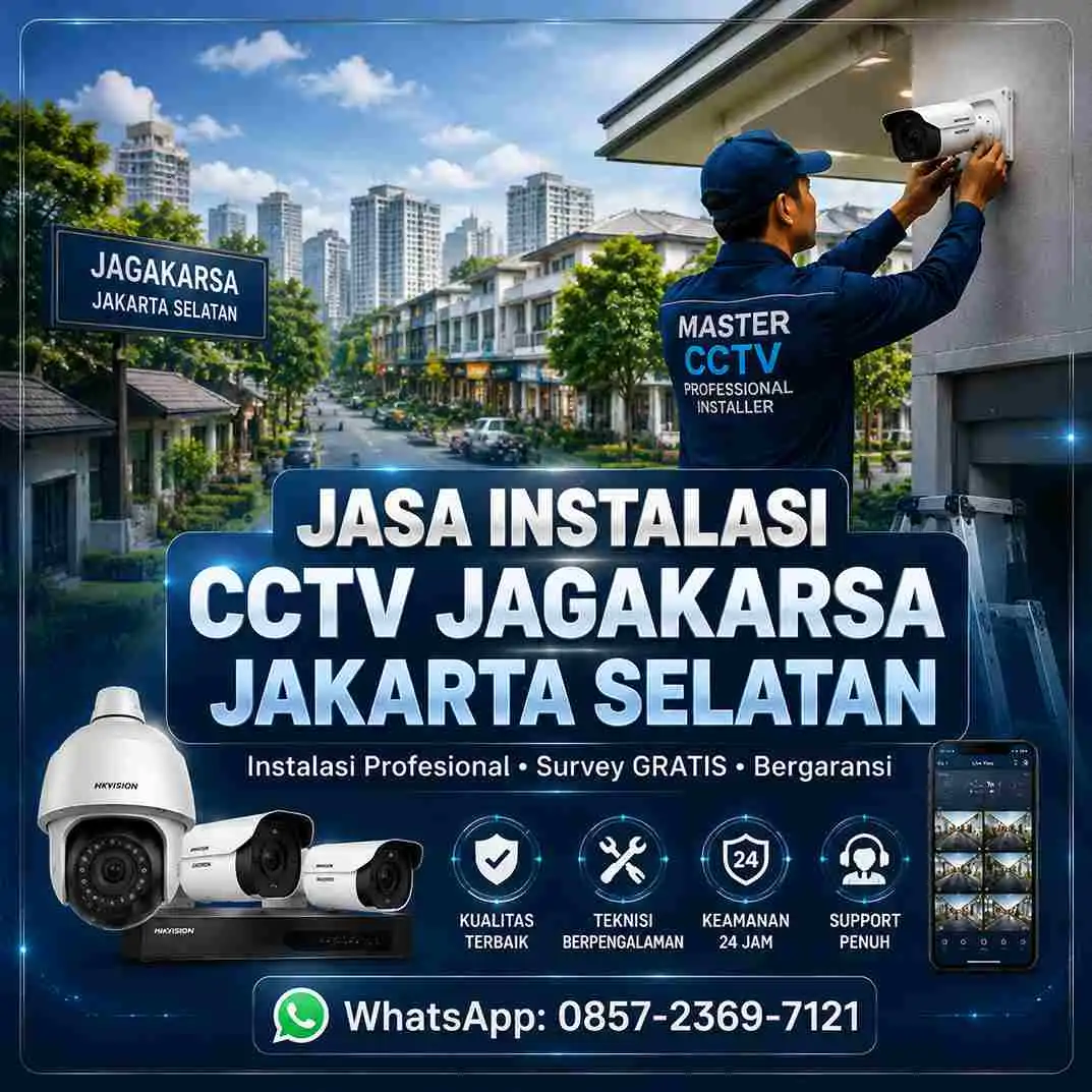 Teknisi Master CCTV memasang kamera CCTV di kawasan Jagakarsa Jakarta Selatan untuk rumah, kost, kantor, dan ruko dengan instalasi profesional bergaransi.
