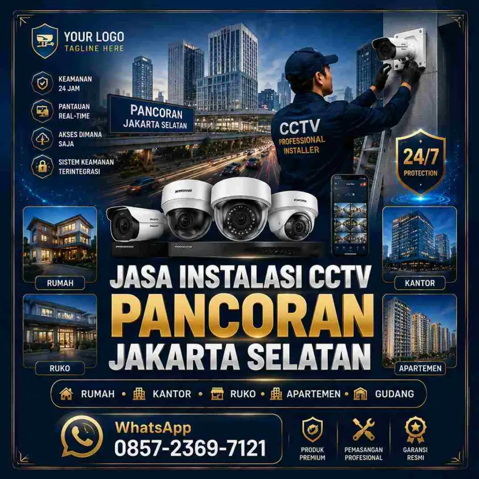 Jasa Instalasi CCTV Pancoran Jakarta Selatan dengan teknisi profesional untuk rumah, kantor, apartemen, ruko, gudang dan area bisnis
