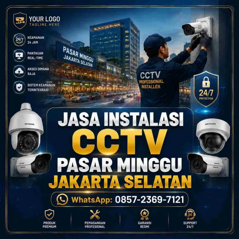 Jasa Instalasi CCTV Pasar Minggu Jakarta Selatan dengan teknisi profesional Master CCTV melayani rumah, toko, kantor, gudang, dan area komersial menggunakan produk CCTV bergaransi resmi.