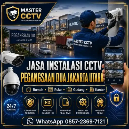 Jasa instalasi CCTV Pegangsaan Dua Jakarta Utara untuk rumah, ruko, gudang, kantor, dan kawasan bisnis dengan teknisi profesional, instalasi rapi, monitoring online melalui smartphone, serta garansi produk resmi.